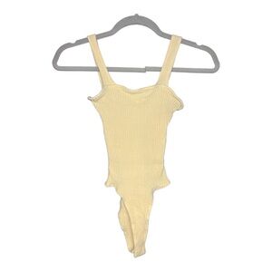 yellow ribbed body suit nwot